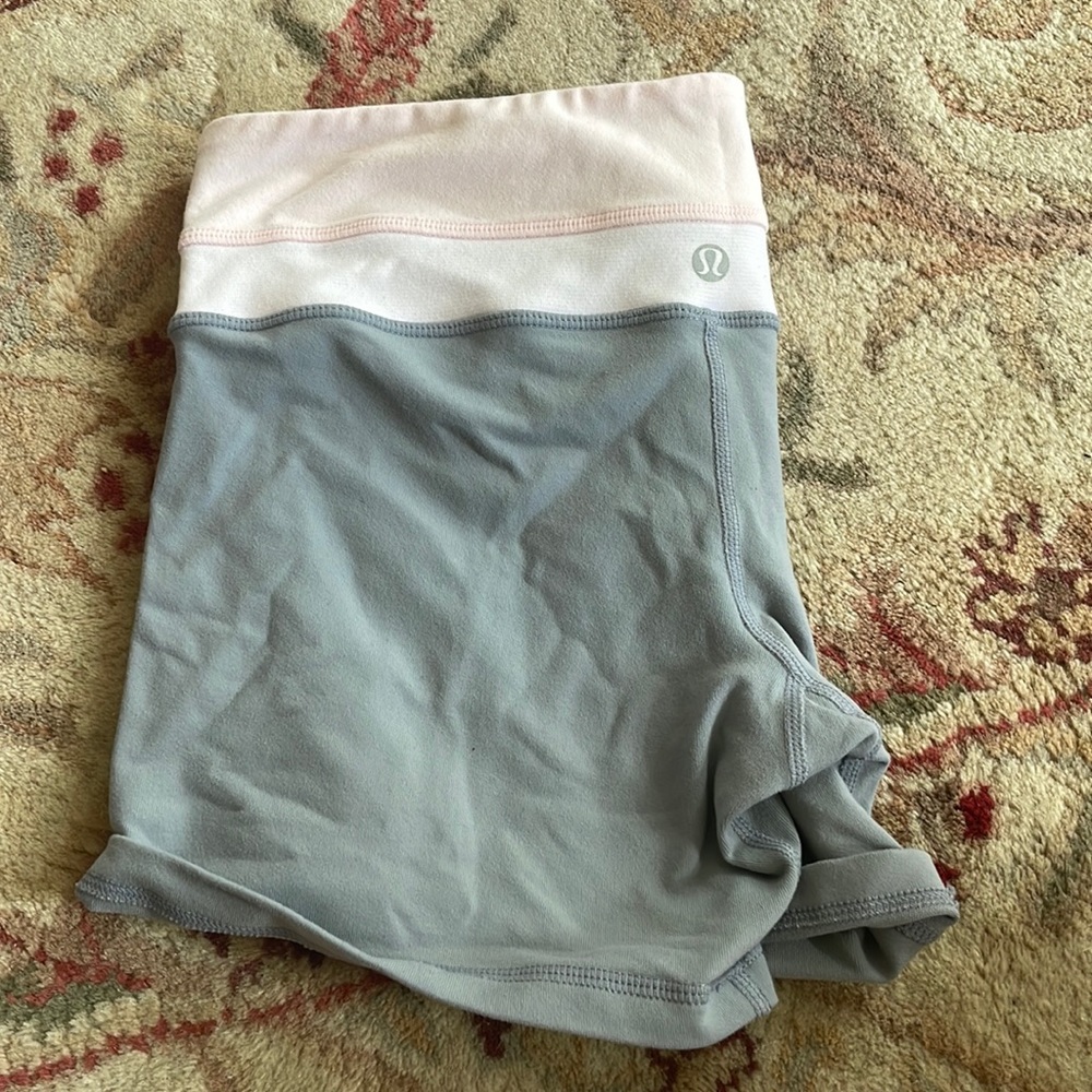 Lululemon Pink and Grey Spandex Shorts